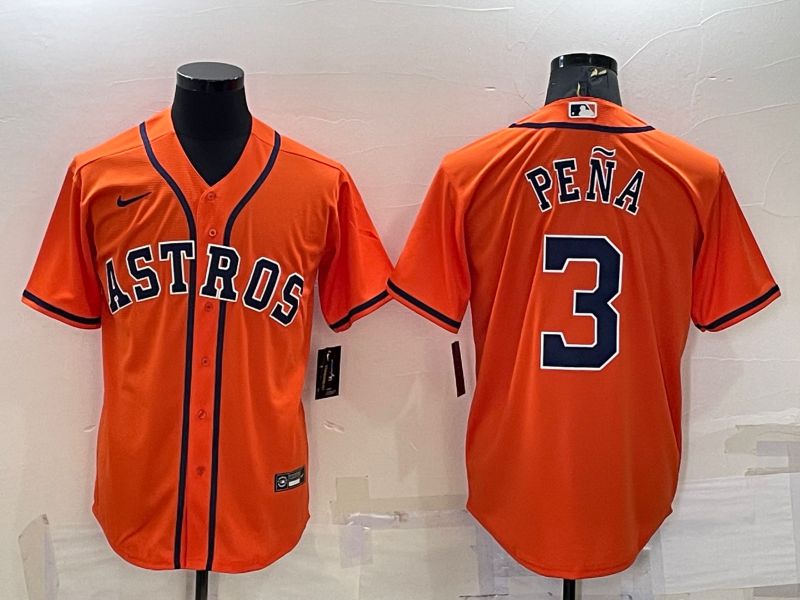 Men Houston Astros #3 Pena Orange Game Nike 2022 MLB Jerseys1